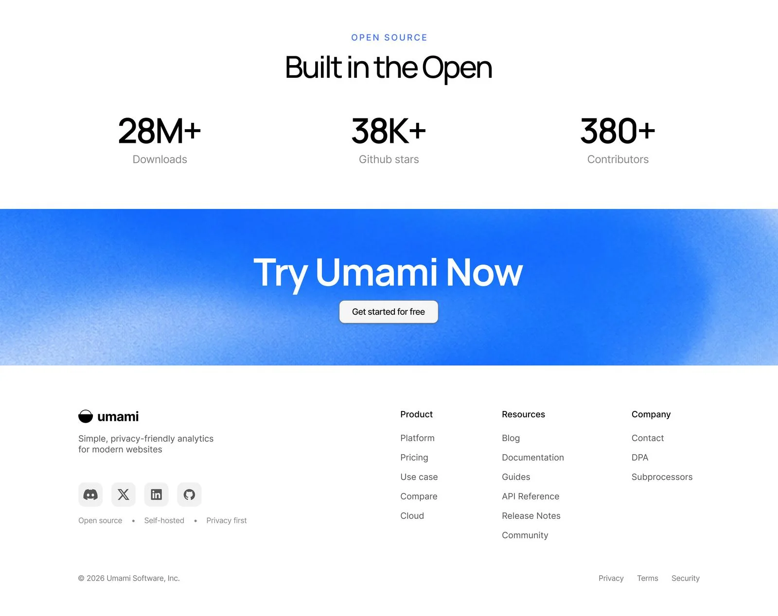 Umami CTA and footer redesign